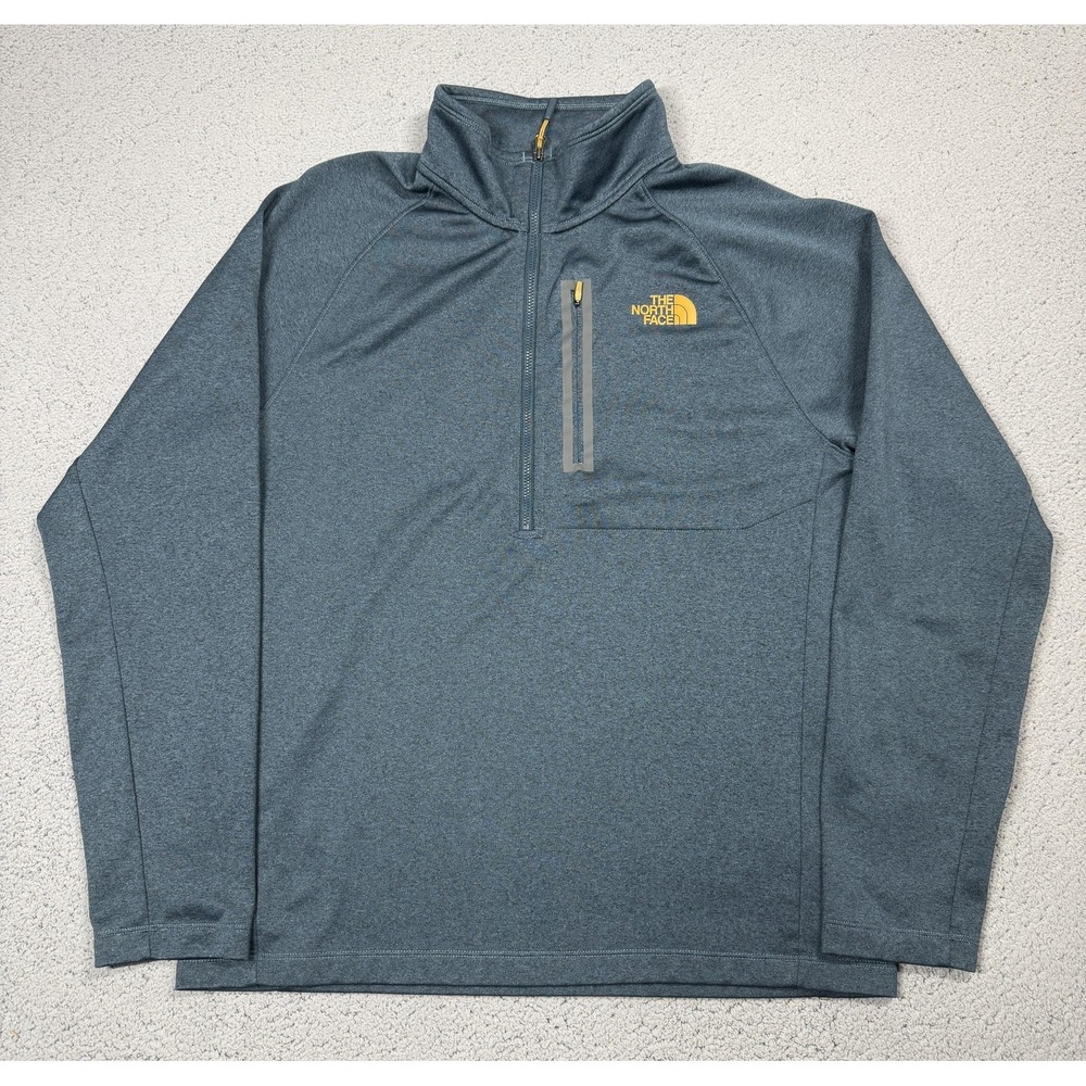 The North Face Pullover Mens Large‎ Blue 1/4 Zip Long Sleeve Fleece Hiking Top